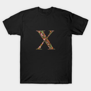 Retro Floral Letter X T-Shirt